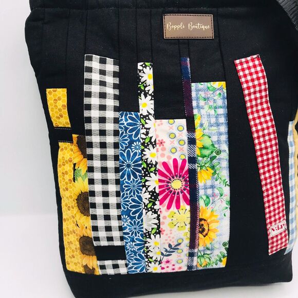 Basic Lizbet Library Market Tote Bag, Black 13x12.5x3 Inches With Pockets - Picture 2 of 8